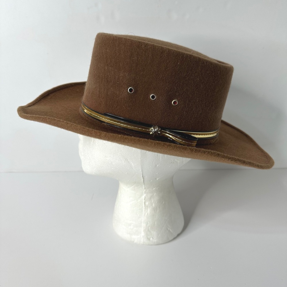 Pigalle XXXXX Western Hat Brown Gambler Style Gold Band Mexico Cowboy Sz 6 7/8